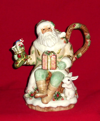 Fitz and Floyd WINTER WONDERLAND Teapot Santa Claus Bunny Gift Christmas Figure