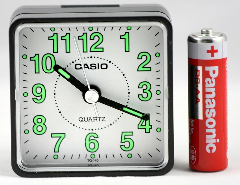 Casio TQ140-1B Travel Desk Quartz Alarm Clock Neobrite Resin Case w Battery New - Image 3 of 4