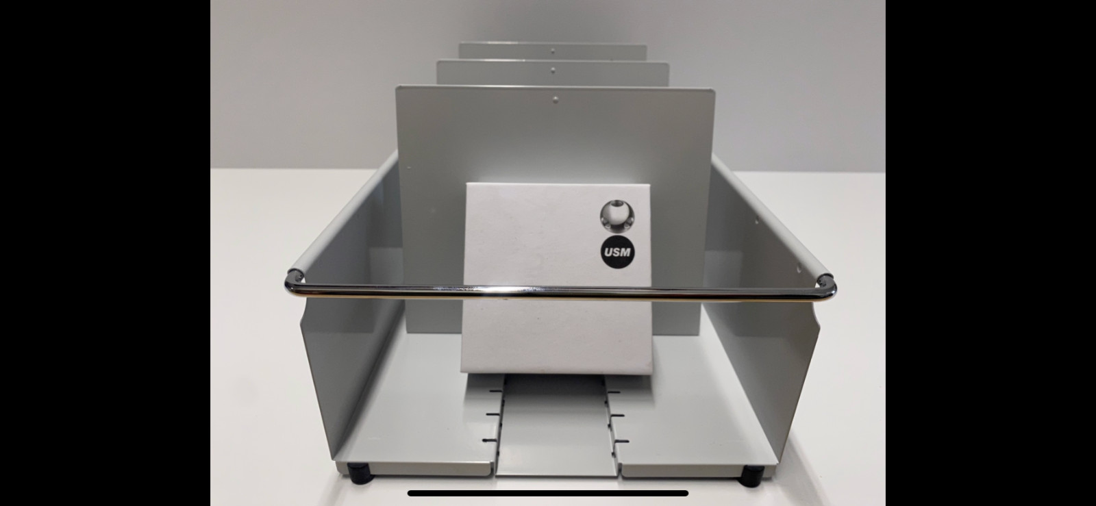 USM Haller INOS Karteikasten A5 RAL 7035 lichtgrau Tiefe 50 cm Ausziehtablar