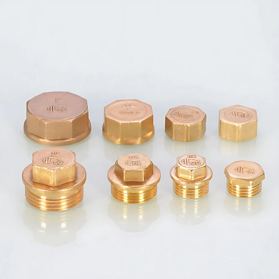 Brass Female / Male Blanking Cap Stop End Bsp 1/2" -1" zoll Water Pipe Parts - Image 4 of 4