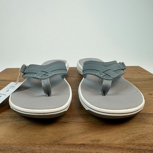 New Womens Clarks Breeze Sea Blue Comfort Thong Flip Flops Sandals Size 11 M - Picture 4 of 8
