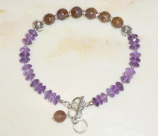 Natural amethyst, cacoxenite melody stone, 925 silver lotus bracelet My sundance