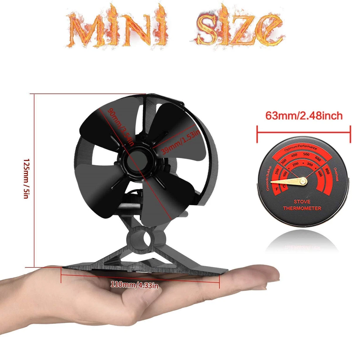 Wood Stove Fan CRSURE 4-Blade Heat Powered Fan for Burning ???Medium | eBay