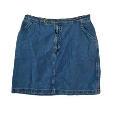 Vintage Northwest Skirt Womens 16 Jean Denim 33x19 Blue Pockets Button Close