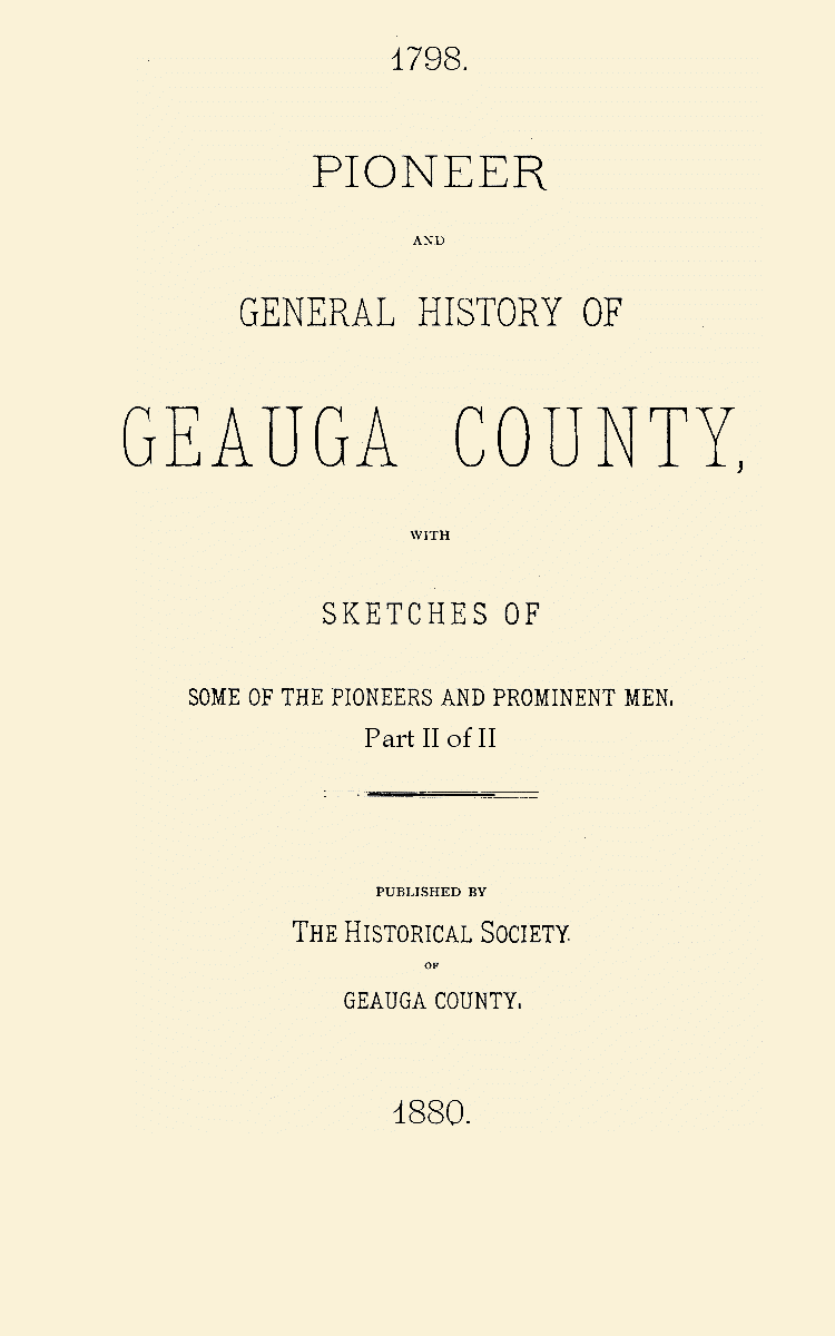 Pioneer and General History of Geauga County eBay
