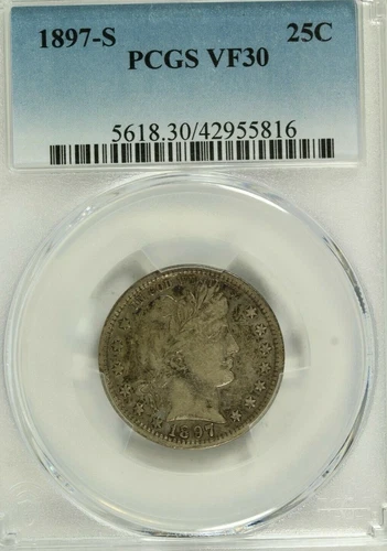 1897-S Barber Quarter : PCGS VF30