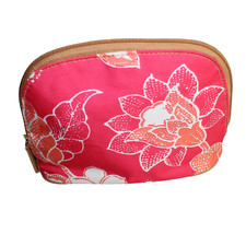 Estee Lauder Makeup Bag Pink Floral Leaf 7.5"x5.75"x2.5" Cosmetics Zipper Pouch