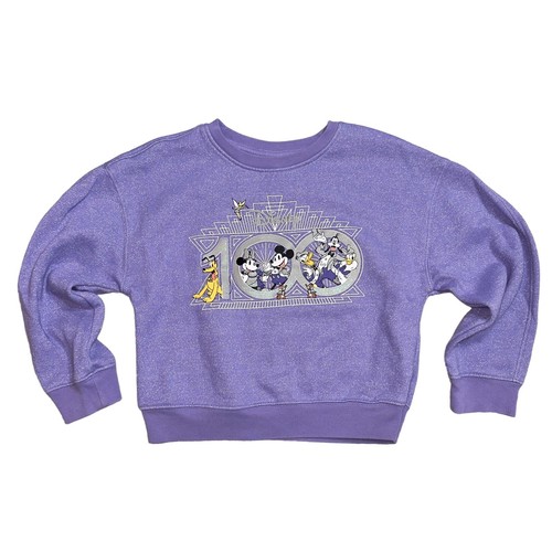 Disney Parks Girls 100th Anniversary Mickey Mouse & Friends Glitter Sweatshirt 7