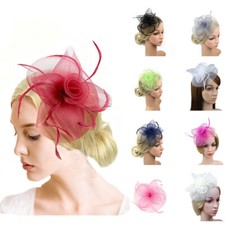Girl Women's Tea Party Wedding Mesh Flower Feather Fascinator Hat with Headband