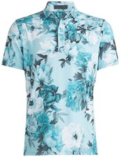 G/FORE Photo Floral Tech Jersey Modern Spread Colar Golf Polo Shirt Sz L