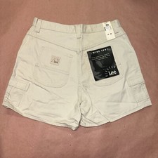 Vintage 1990 s Womens Rivited Lee, Wide Leg Khaki Shorts, Deadstock NWT, Size 14
