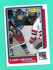(1) LARRY MELNYK  1986-87 O-PEE-CHEE # 95 RANGERS ROOKIE EX-MT  CARD  (G0168)