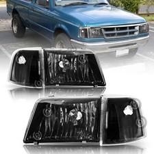 For 1993-1997 Ford Ranger Factory Style Black Headlightscorner Signal Lamp Pair