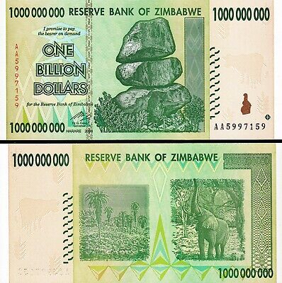 ZIMBABWE 5,000,000,000 DOLLARS 2008 BILLION 20 PCS LOT UNC CONSECUTIVE,P-61