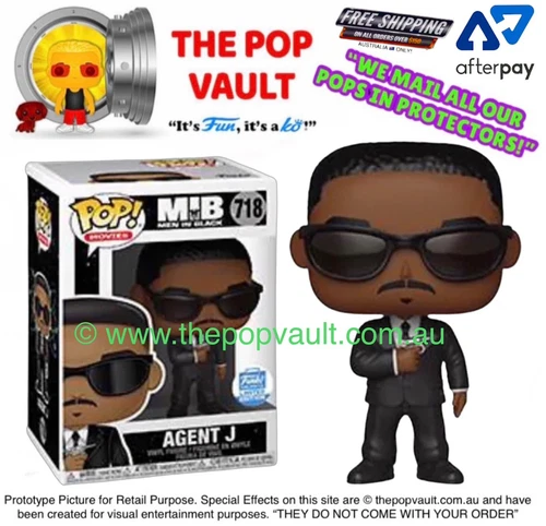 FUNKO POP VINYL MOVIES MIB MEN IN BLACK #718 AGENT J BNIB + PROTECTOR VAULTED