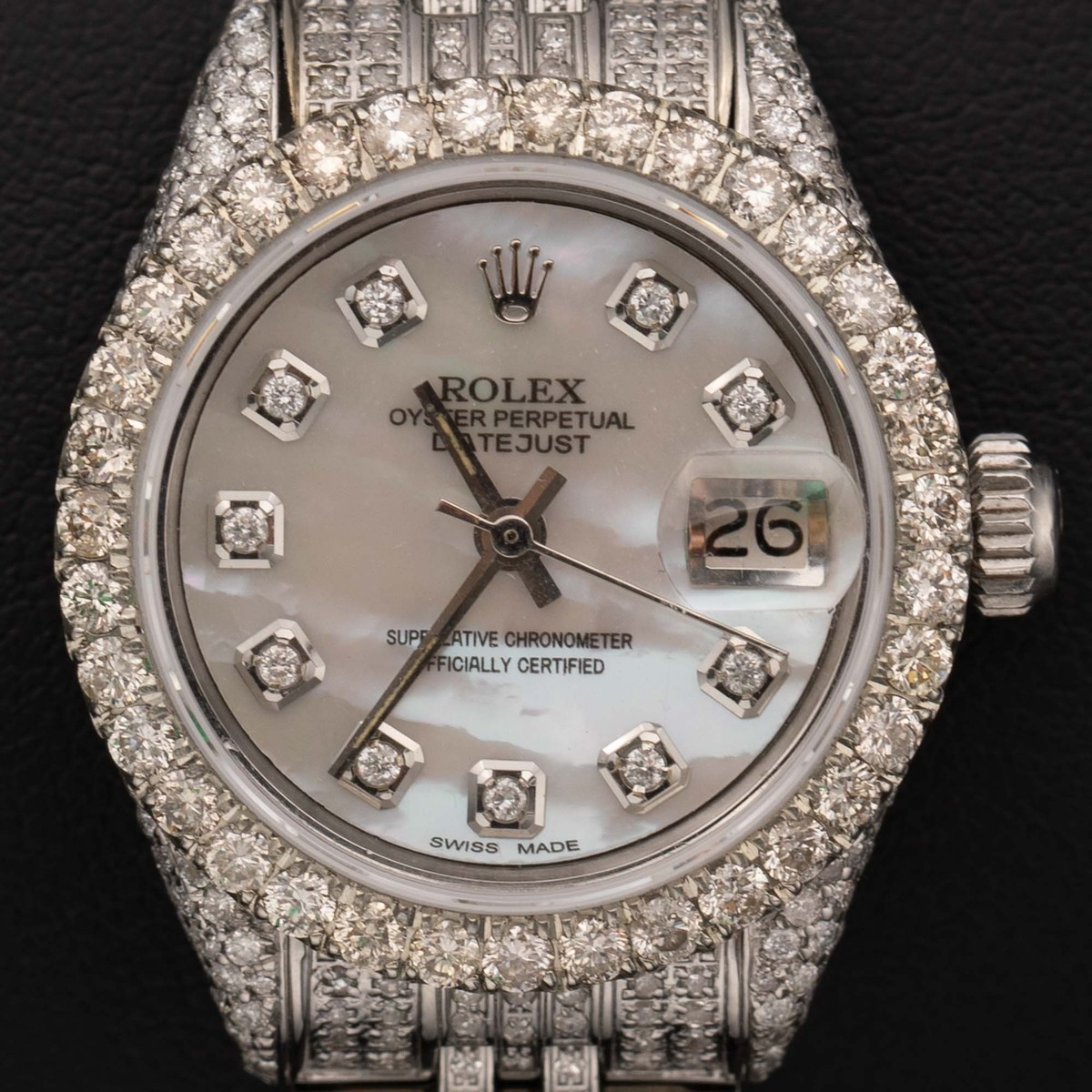 Rolex Datejust 6924 Diamond Bezel Jubilee Watch 26mm Mother of