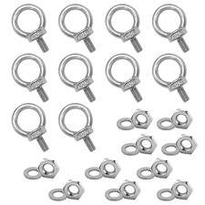 10 Pcs M6 Eye Bolts with Nuts Stainless Steel Lifting Eye Bolt UNC Heavy Duty Ma