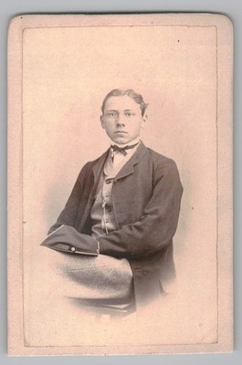 Antique CDV Philipp Kramm Handsome Young Man in Suit Bowtie Karlsruhe Germany