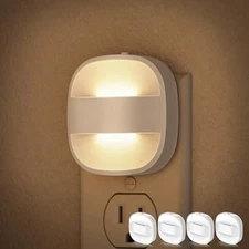 Plug in Night Light Dimmable Dusk to Dawn Sensor 4 Pack