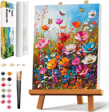 Paint by Numbers Kit for Adults Beginner - Acrylic Flowers Rolled Canvas Adult P
