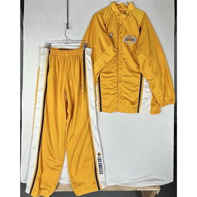Vintage Y2k Los Angeles LA Lakers Team Warm Up Set Mens Size XL Yellow Tracksuit