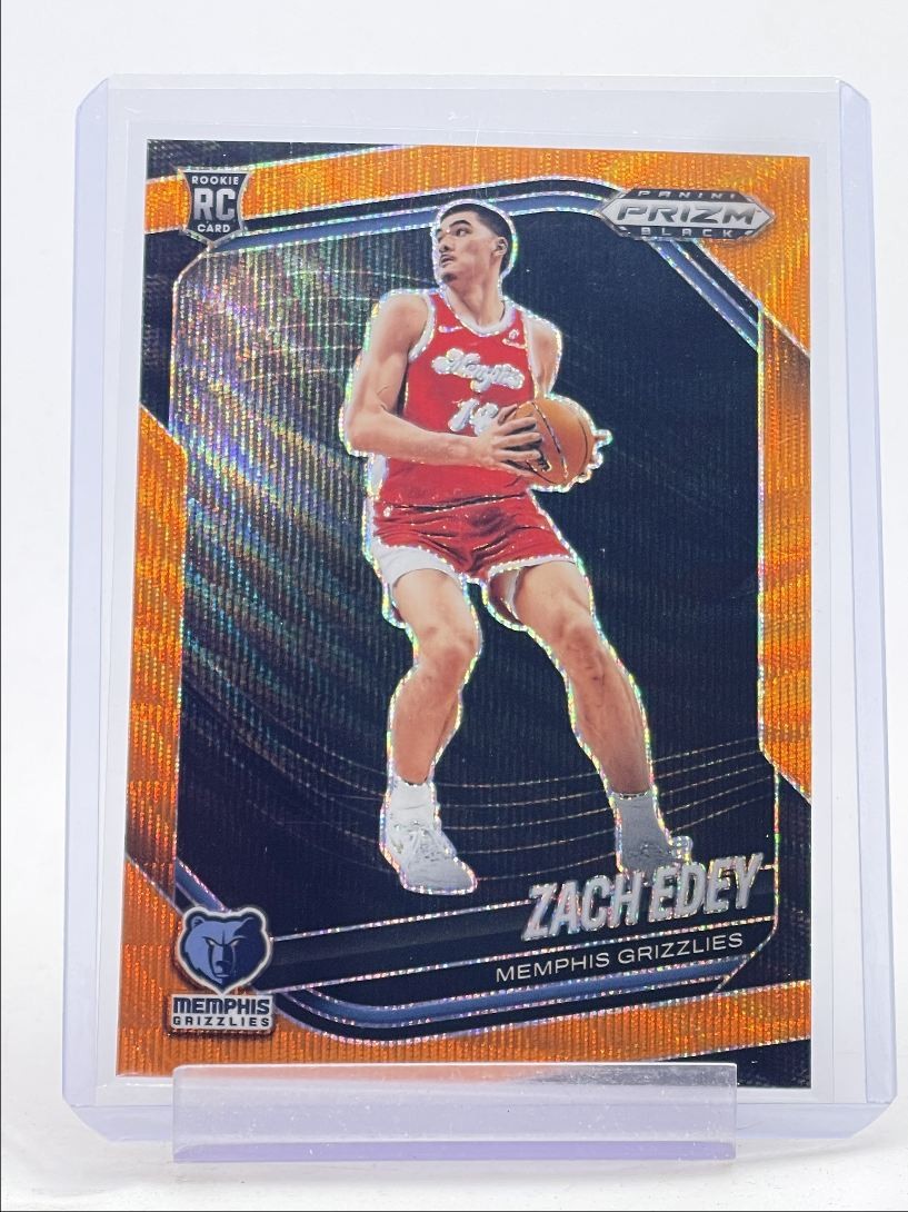ZACH EDEY 2024-25 PANINI PRIZM BLACK ROOKIE ORANGE WAVE #64 RC /60 Q2277
