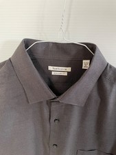 Van Heusen Men  s Gray Long Sleeve Button Down Shirt 17-17 1/2 34-35