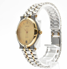 Vintage [N MINT] GUCCI 9000M Gold Dial Two Tone Date 32mm Qz Men's Watch JAPAN