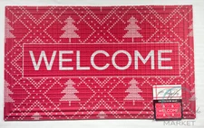 New Winter Wonder Lane Red Christmas Welcome Door Mat Festive Holiday Rug 18x30