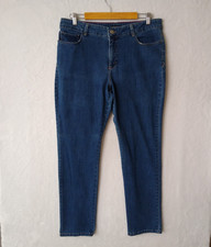 Lee Jeans Classic Fit Womens 16 Medium Blue Denim Straight High Rise Stretch...