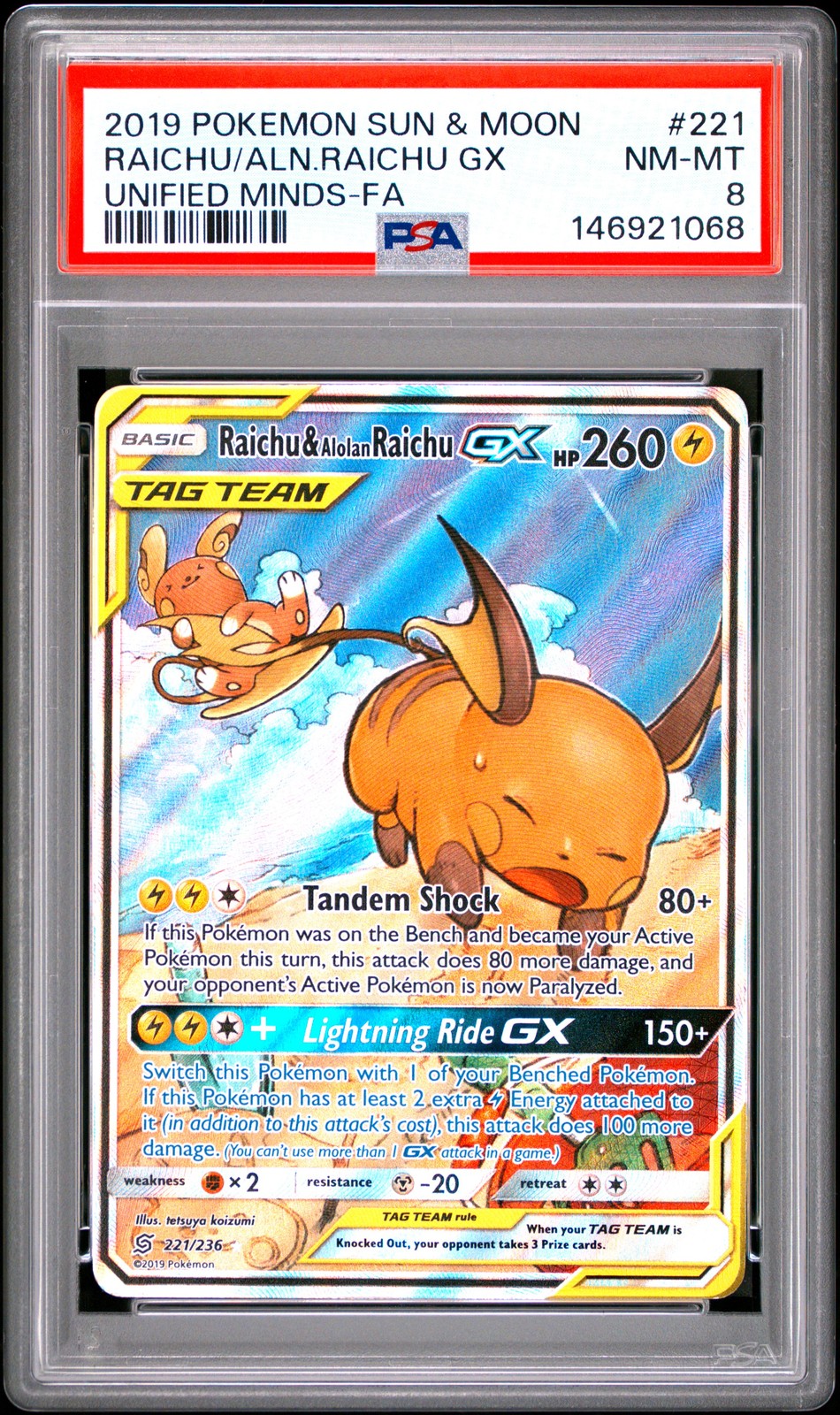 Mind Pop 2019 POKEMON SUN & MOON UNIFIED MINDS FULL ART/RAICHU & ALOLAN RAICHU ...