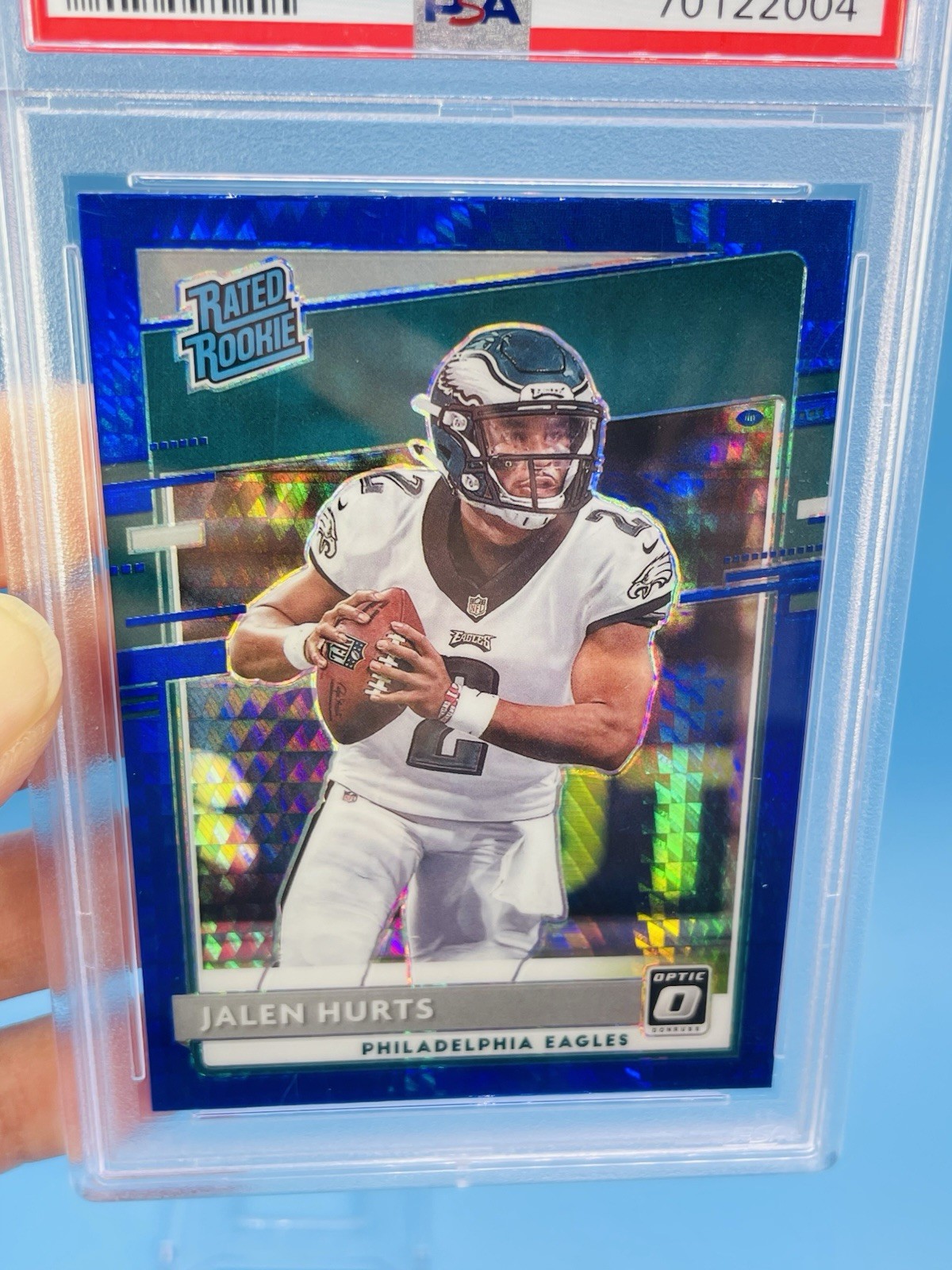 2020 Optic ~ JALEN HURTS ~ Rated Rookie Blue Hyper Prizm RC #164 ~ PSA 9 MINT 🔥 view 12