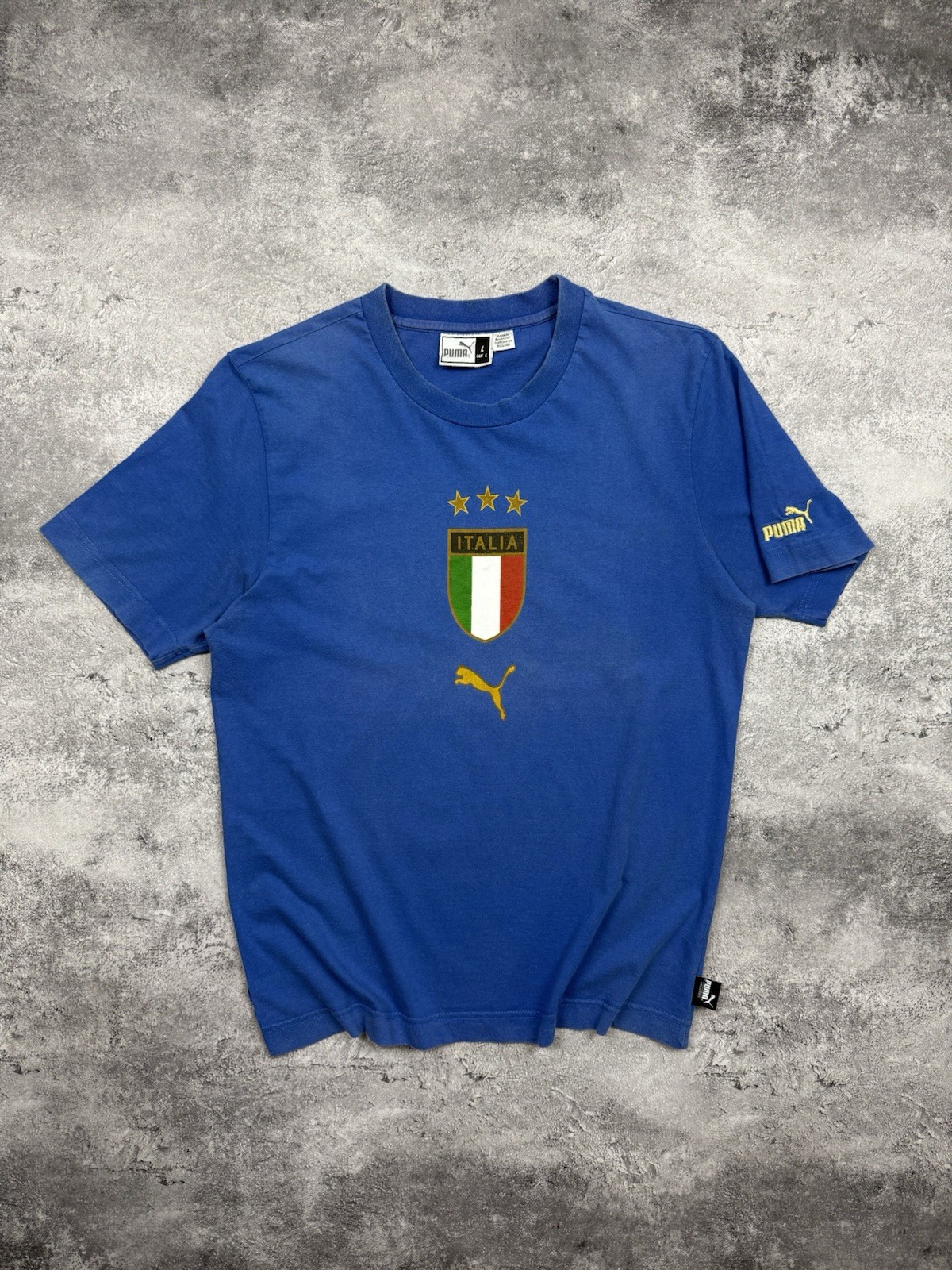 Vintage Puma Italy Soccer Jersey T-Shirt Retro Rare Blokecore Blue Men’s Size L