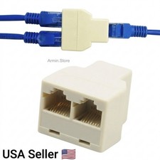 1PC 1 To 2 Ways LAN Ethernet Cord Network Cable RJ45 Female Splitter adapter New