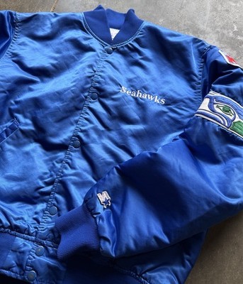Vintage 80s 90s Seattle Seahawks Starter Satin Jacket Blue NFL