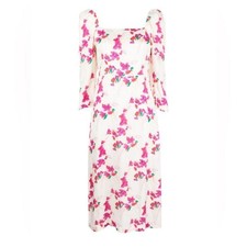 Floral Midi Dress with Puff Sleeves