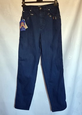 JEANS AUTHENTIC KRIZIA JEANS LOGO BEADS BLUE DENIM WOMENS PANTS SIZE US 30 EU 30