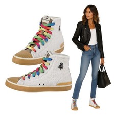  690 Isabel Marant Shearling High Top Sneakers Rainbow Laces Size 8 Shoes