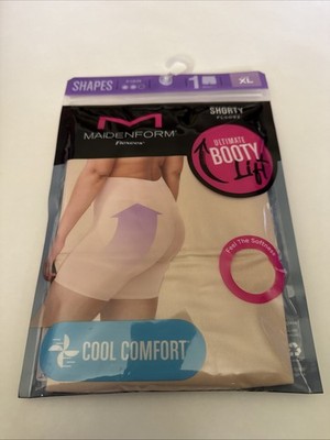 MAIDENFORM WOMENS BOOTY LIFT SHORTY SIZE XL TAN 1 PAIR SHAPING UNDERWEAR NEW