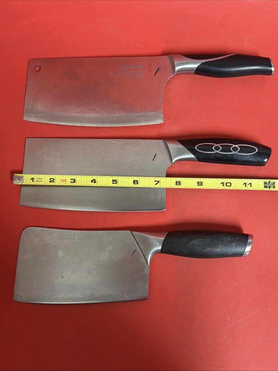 Lot of 3 Meat Cleavers Butcher Knives WOLL German Steel Kitchen
