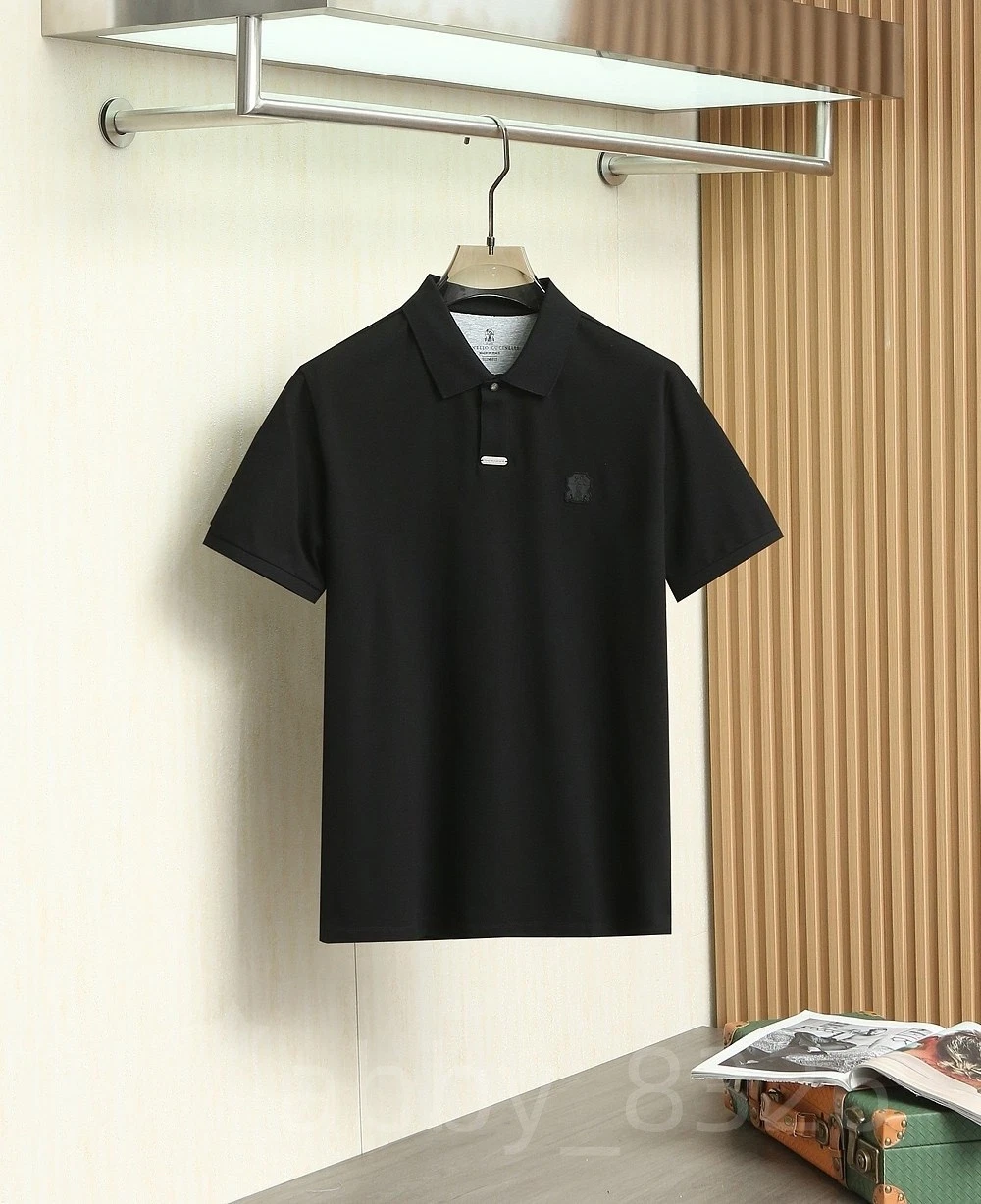 Brunello Cucinelli Regular Cotton Casual Sports Black Polo Shirt Short Sleeve