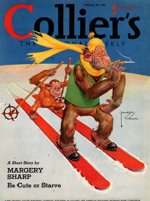 1940 Colliers February 24 Lawson Wood Skiing; Carole Lombard; Leprosy in America