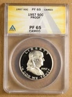1957 Proof Franklin Half Dollar ANACS PF 65 Cameo