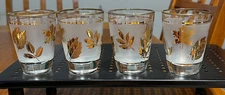 Set of 4 Libbey VTG Gold Leaf 4 oz Juice Glasses