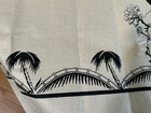 1950’s Linen Black Beige Unused Tablecloth w/ Napkins Woman Watering Flowers VTG — photo 6
