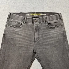 Lee Extreme Motion MVP Jeans Mens 38x30 Gray Stretch Workwear Slim Straight Leg