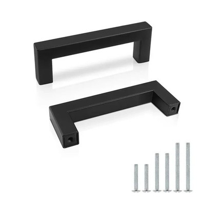 25er-Pack schwarze quadratische Edelstahl-Schrankgriffe - 76 mm Lochmitte, 12 mm B