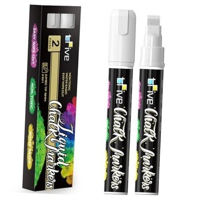 White Liquid Chalk Markers - 2 Pack Jumbo Chalk Pens with 10mm 3 in 1 white