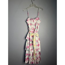 LoveShackFancy For Target Pink Ivory Floral Tiered Maxi Dress Size Medium