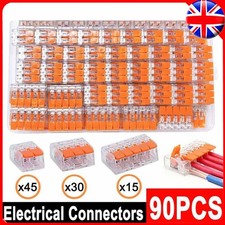90x For Wago 221 Electrical Connectors Wire Block Clamp Terminal Cable Reusable